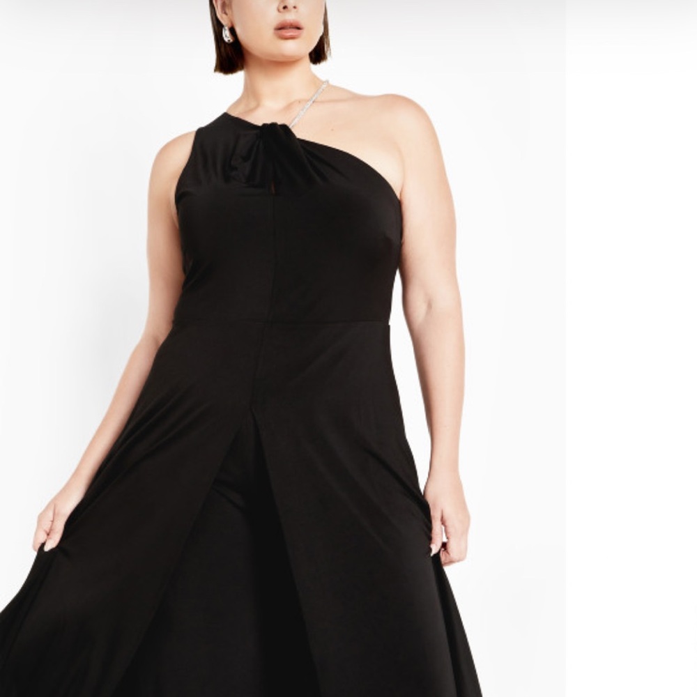 City Chic Black One-Shoulder Jumpsuit